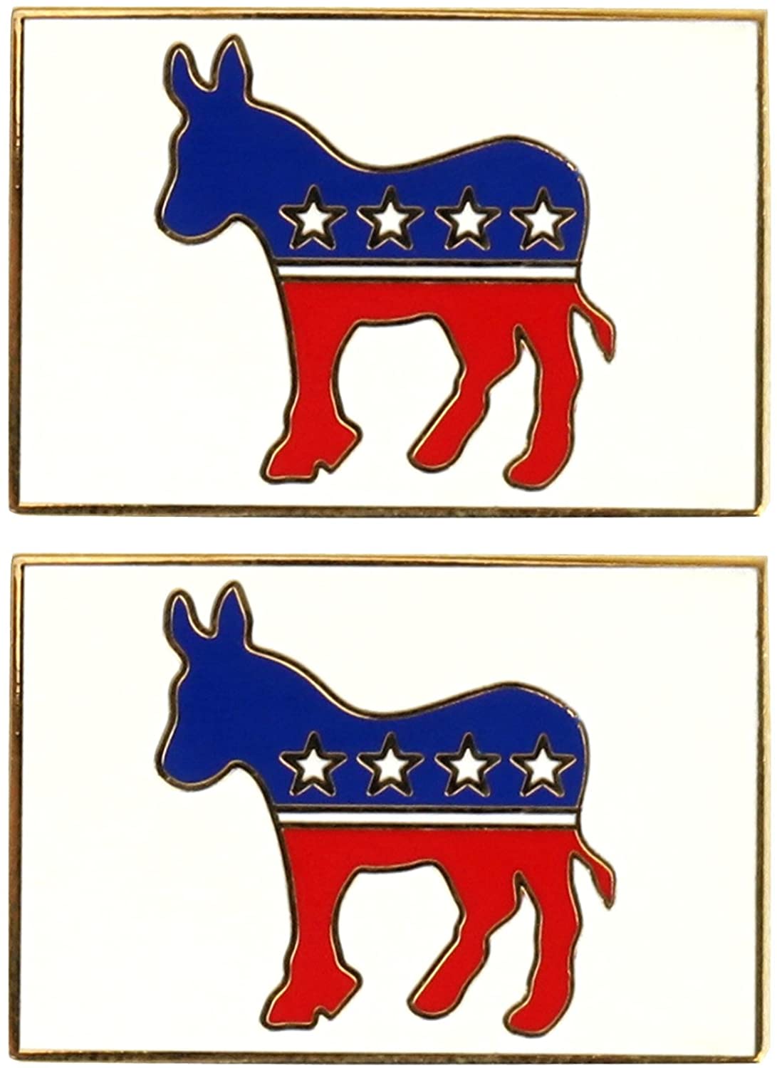 Armycrew Metallic Democratic Donkey Logo Badge Lapel Pins 2 Pack Set