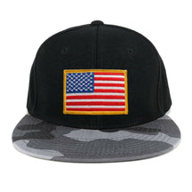 Armycrew USA American Flag Embroidered Patch Urban Camo Flat Bill Snapback Cap - URB