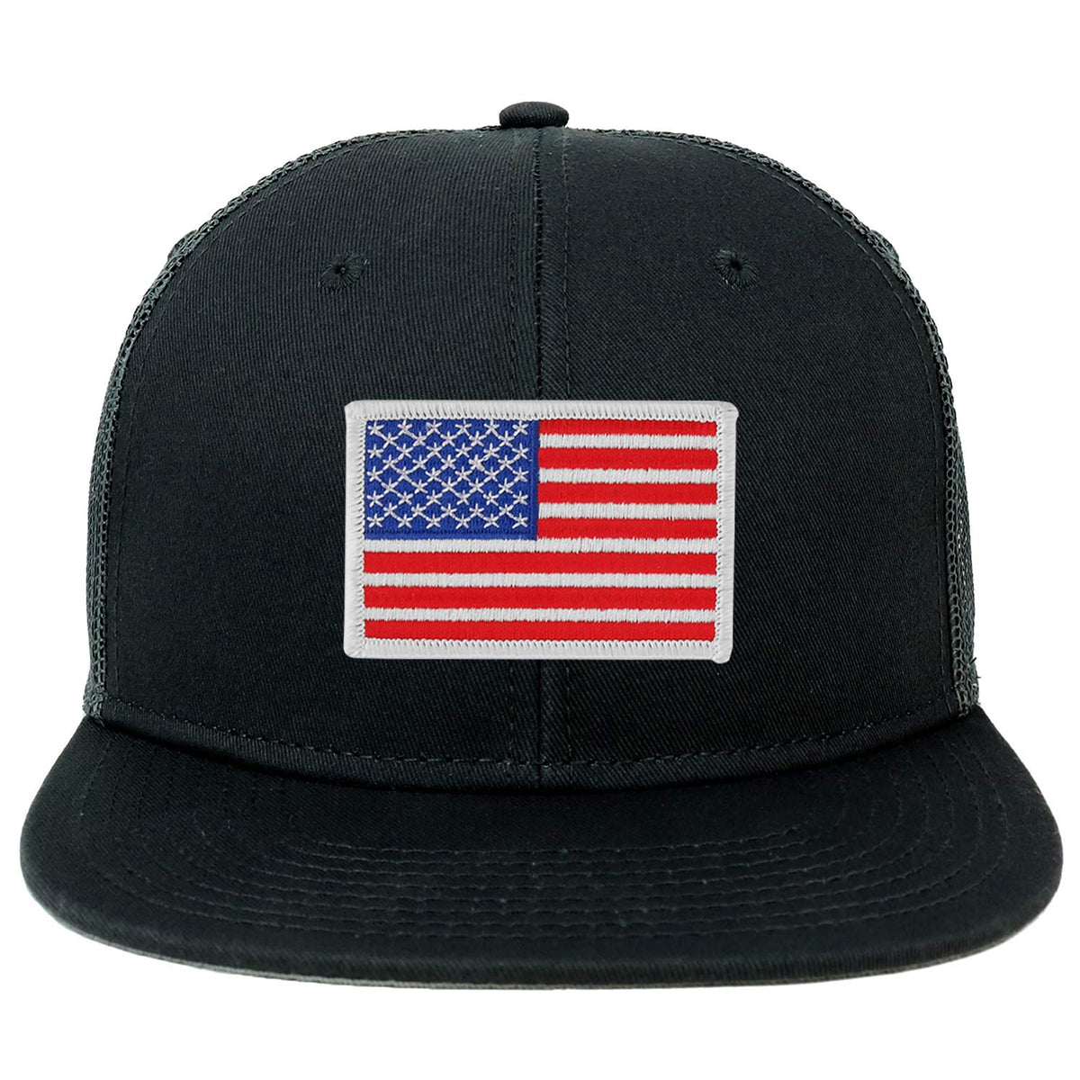 Armycrew Oversize XXL White USA Flag Patch Flatbill Mesh Snapback Cap