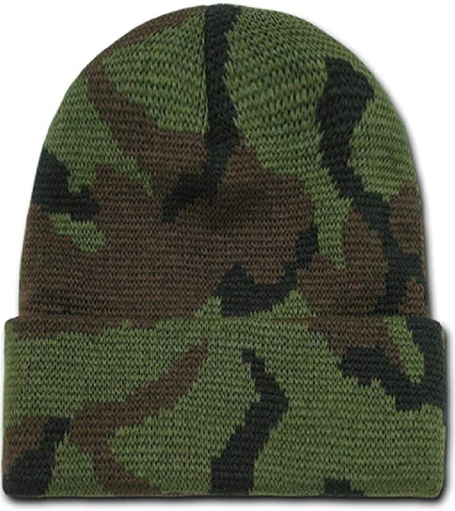 Classic Style Camouflage Watch Cap Cuff Beanie - Woodland