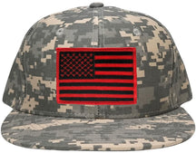 Armycrew Flat Bill Digital Camo American Flag Patch Snapback Cap - ACU - Black Grey