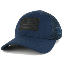 Armycrew US American Flag Black 3-D Rubber Tactical Patch Low Crown Adjustable Mesh Cap
