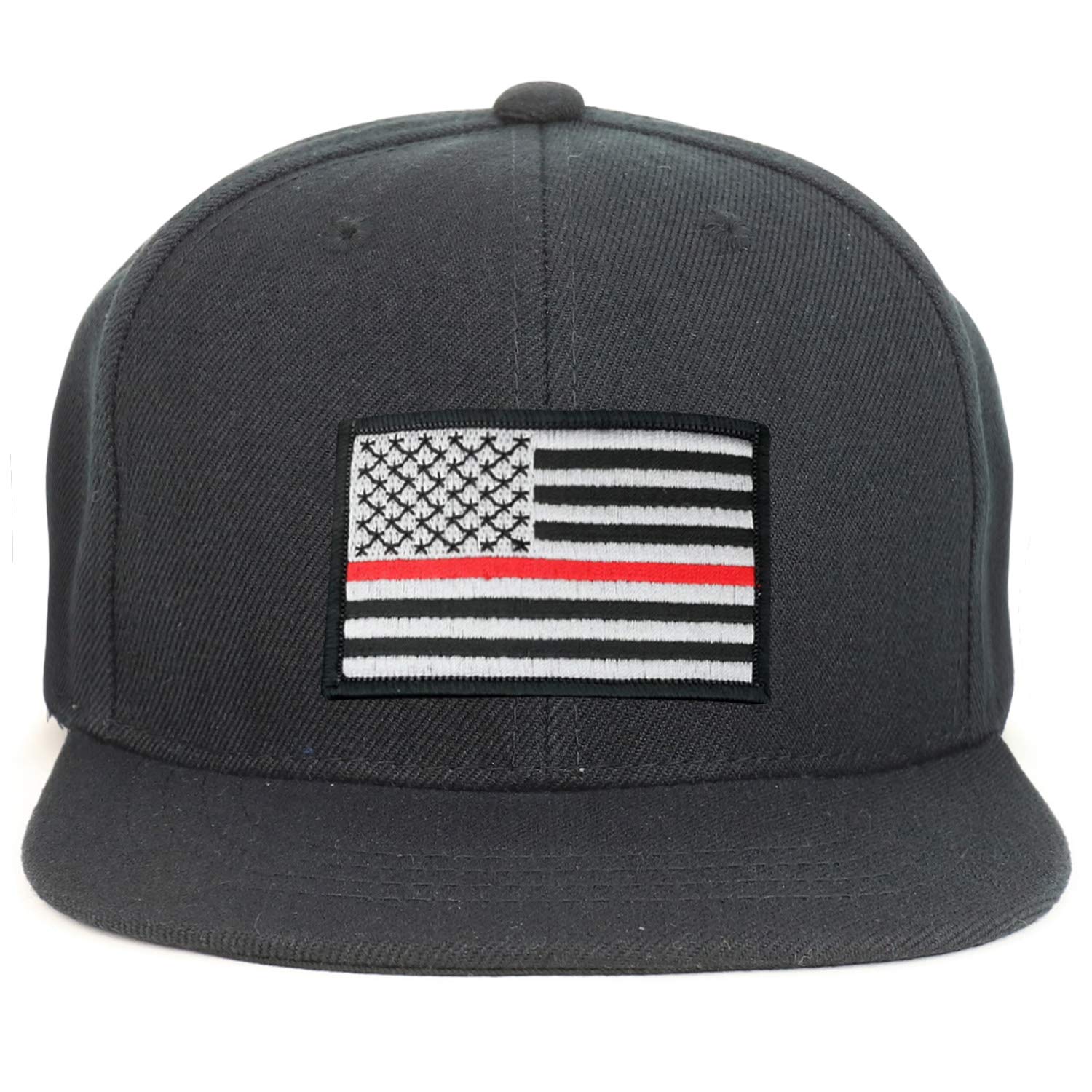 Armycrew Youth Kid Size Thin Red Line 2 American Flag Patch Flat Bill Snapback Baseball Cap