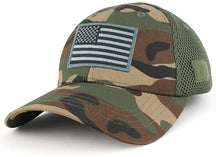 Armycrew USA American Flag Black 2 Embroidered Patch Low Crown Adjustable Tactical Mesh Cap