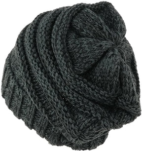 Armycrew Ladies Two Tone Oversized Cable Knit Beanie Hat