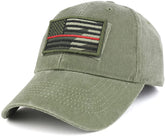 Armycrew USA Camo Thin Red Flag Tactical Patch Cotton Adjustable Baseball Cap