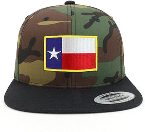 Armycrew Texas State Flag Patch Two Tone Camo Black Flatbill Snapback Baseball Cap