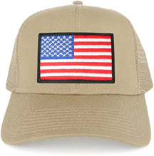 Armycrew XXL Oversize White Black Border USA Flag Patch Mesh Back Trucker Baseball Cap
