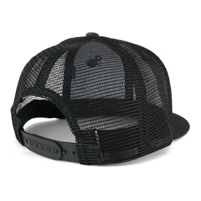 Armycrew US American Flag Embroidered Patch Adjustable Flat Bill Camo Trucker Cap - BNB - Black Grey