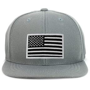 Armycrew Youth Kid Size Black White American Flag Patch Flat Bill Snapback Baseball Cap