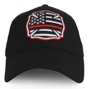 Armycrew US Thin Red Line Flag Embroidered Structured Baseball Cap