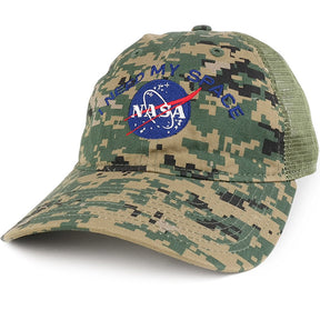 Low Profile Unstructured NASA, I Need My Space Embroidered Camo Mesh Trucker Cap