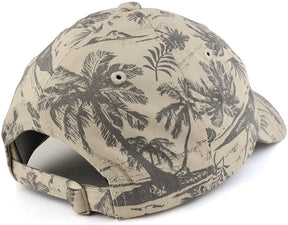Armycrew Tropical Floral Printed Polo Style Adjustable Unstructured Baseball Cap - Stone