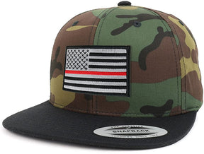 Armycrew Assorted USA Patch Two Tone Camo Black Flatbill Snapback Baseball Cap