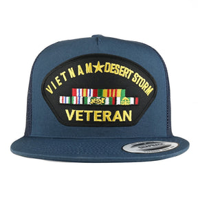 Armycrew 5 Panel Vietnam and Desert Storm Veteran Patch Flatbill Mesh Snapback