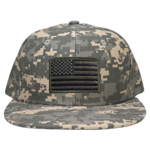 Armycrew Flat Bill Digital Camo American Flag Patch Snapback Cap - ACU - Black Grey