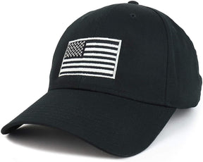 Armycrew Black Grey USA Flag Embroidered Snapback Baseball Cap Fits Upto XXL