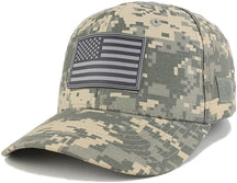 Armycrew USA Patriotic Black 2 American Flag Rubber Tactical Patch Adjustable Structured Operator Cap - ACU