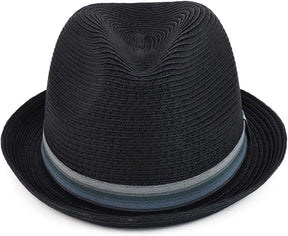 Armycrew Men's XXL Oversized Stingy Brim Paper Braid Fedora with Striped Band