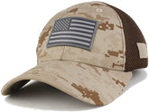 Armycrew USA American Flag Black 2 Rubber Tactical Patch Low Crown Adjustable Mesh Cap