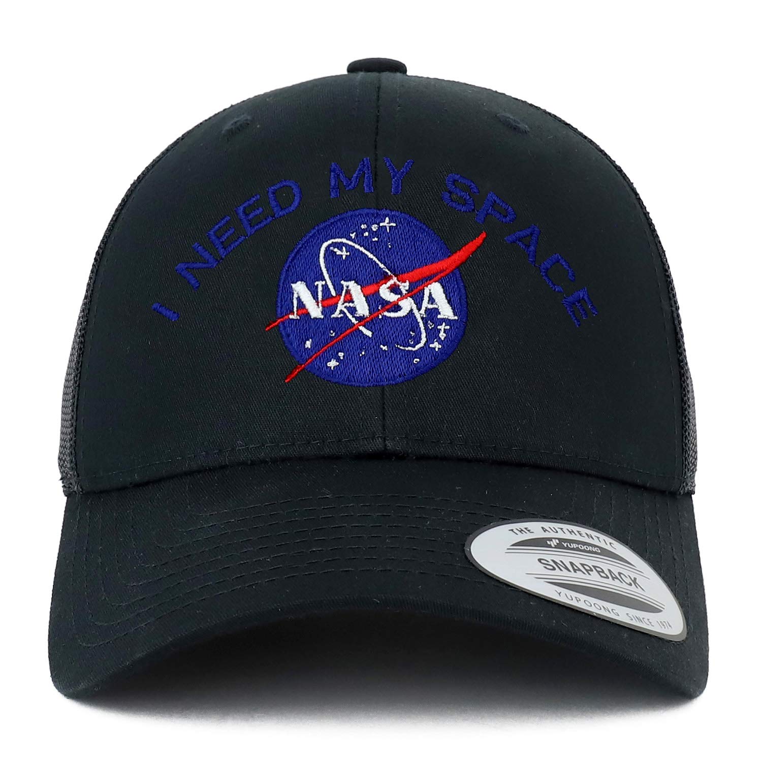 Armycrew Flexfit Oversize XXL NASA I Need My Space Embroidered Retro Trucker Mesh Cap