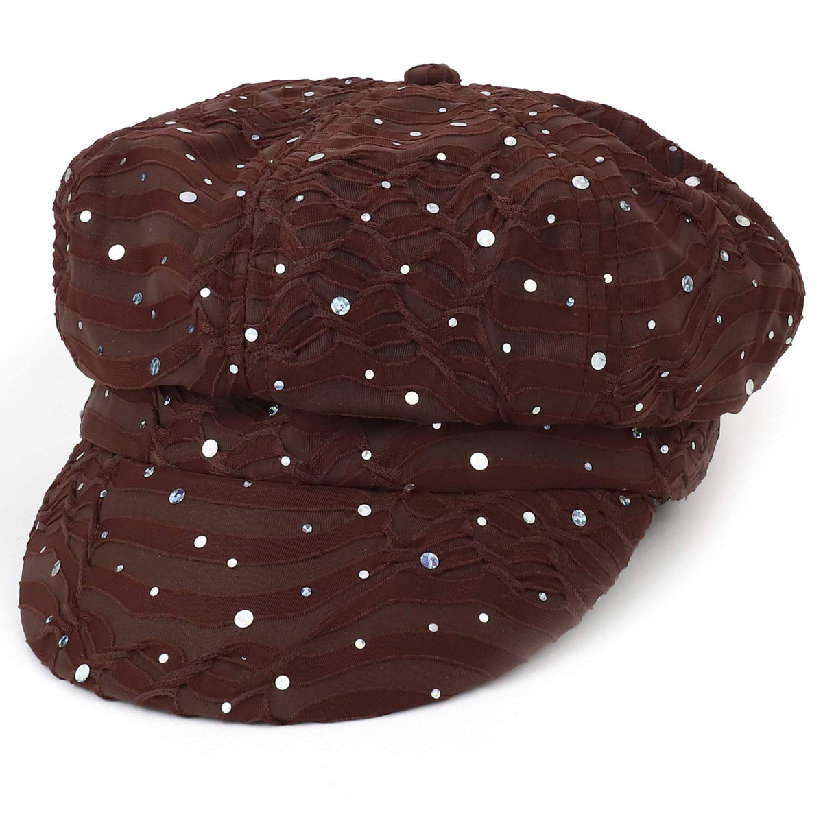 Armycrew Elastic Band Sparkle Sequin Glitter Newsboy Cap