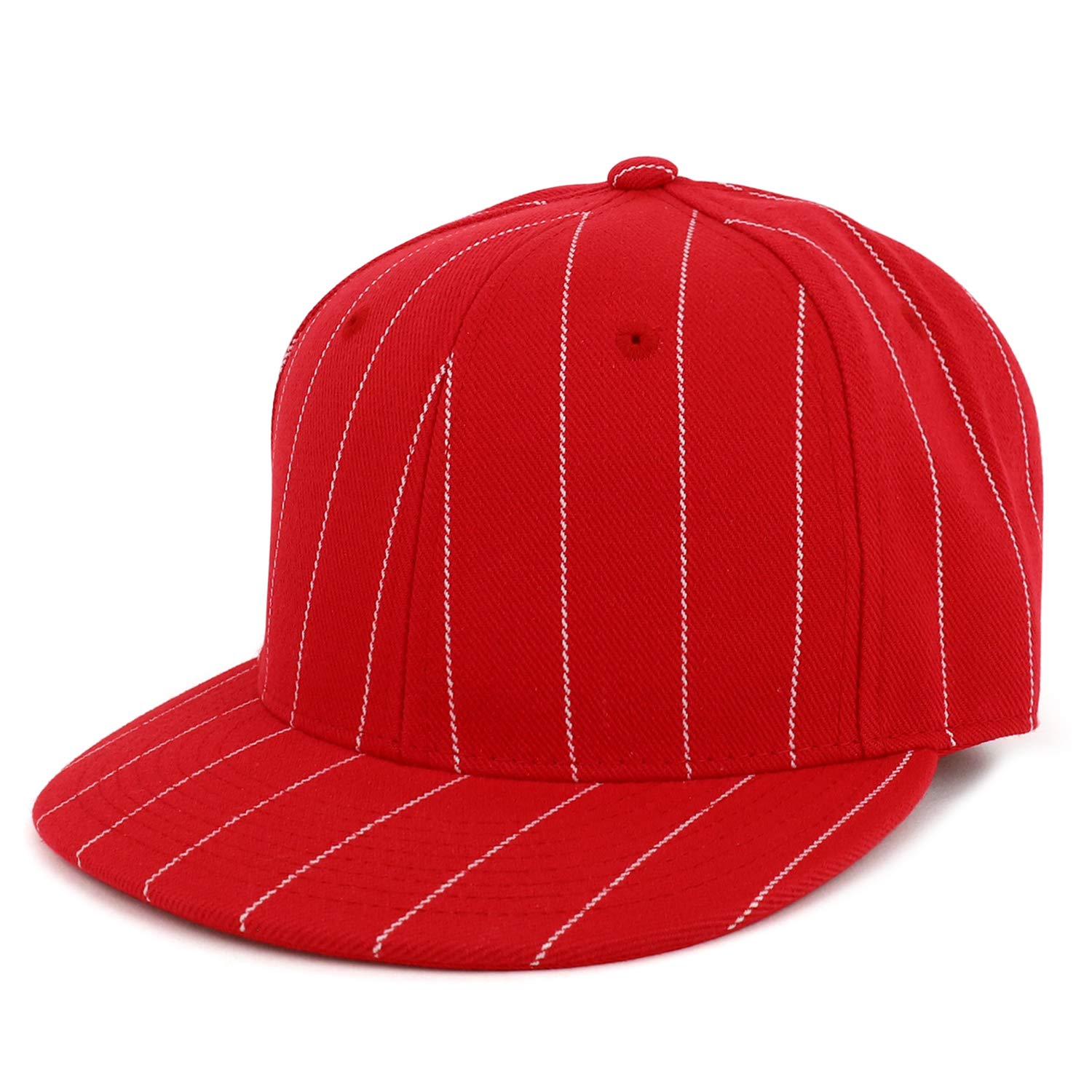 Armycrew Pin Striped Structured Flatbill Fitted Baseball Cap - Red - 7 1/4