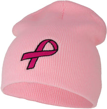 Armycrew Breast Cancer Awareness Pink Ribbon Embroidered Short Beanie