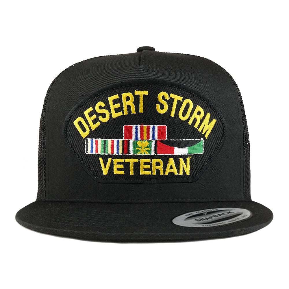 Armycrew 5 Panel Desert Storm Veteran Embroidered Patch Flatbill Mesh Snapback
