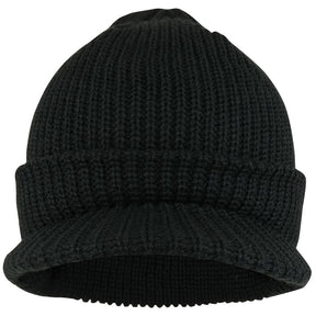 Armycrew Plain GI Thick Ribbed Beanie with Bill Visor Cap