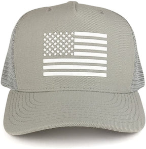 Armycrew American Flag Rubber Glued 5 Panel Structured Trucker Mesh Back Cap