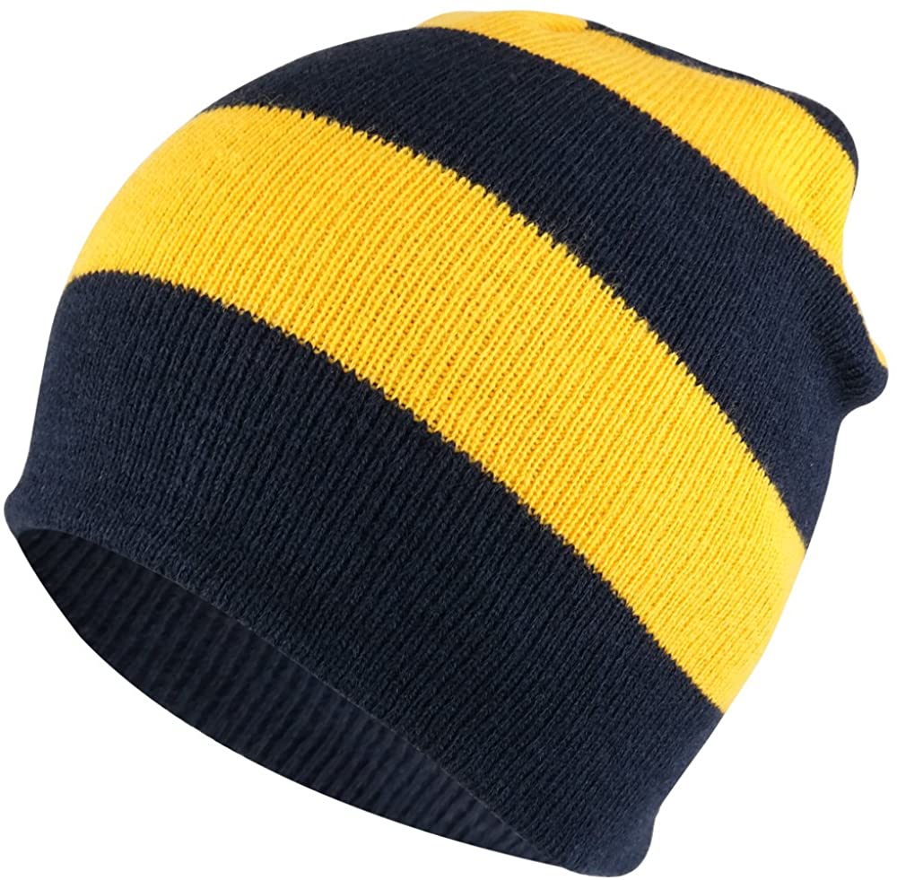 Armycrew Two Tone Thick Striped Acrylic Knit Short Winter Beanie Hat