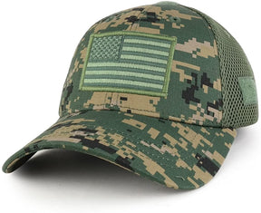 Armycrew US American Flag Olive Embroidered Patch Low Crown Adjustable Tactical Mesh Cap