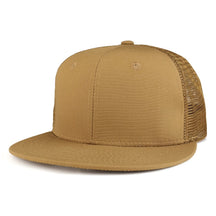 Cotton Ripstop Flat Bill Trucker Mesh Back Baseball Cap