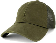Vintage Distressed Mesh Adjustable Trucker Cap - Brown