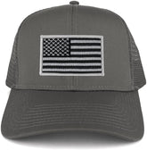 Armycrew USA American Flag Embroidered Patch Snapback Mesh Trucker Cap - Charcoal