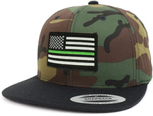 Armycrew Assorted USA Patch Two Tone Camo Black Flatbill Snapback Baseball Cap