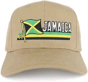 Jamaica Flag and Text Embroidered Cutout Iron on Patch Adjustable Baseball Cap