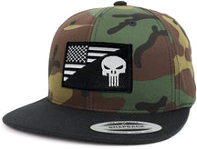 Armycrew Assorted USA Patch Two Tone Camo Black Flatbill Snapback Baseball Cap