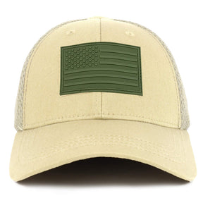 Armycrew US American Flag Olive Rubber 3D Tactical Patch Air Mesh Flex Cap