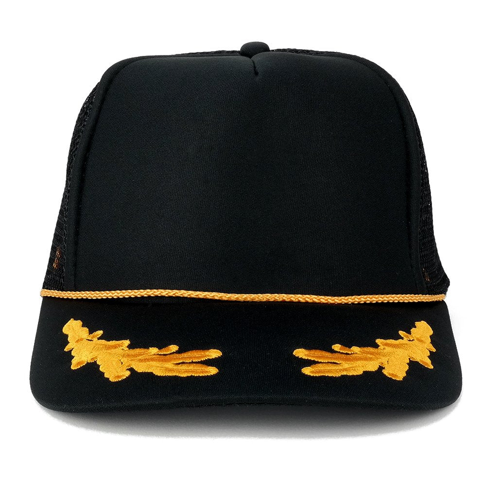 Armycrew Polyester Foam Front Oak Leaves High Crown Gold Style Trucker Mesh Back Cap
