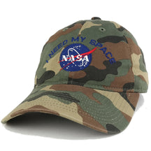 NASA, I Need My Space Embroidered Low Profile Adjustable Camo Cap