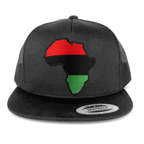 5 Panel Red Black Green Africa Map Embroidered Patch Flat Bill Mesh Snapback