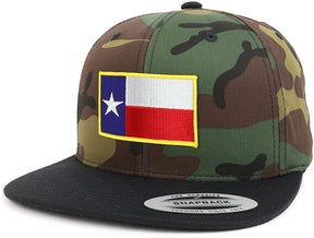 Armycrew Texas State Flag Patch Two Tone Camo Black Flatbill Snapback Baseball Cap