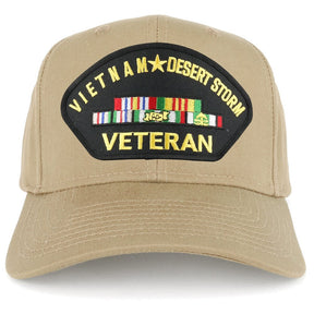 Armycrew Vietnam and Desert Storm Veteran Embroidered Patch Snapback Baseball Cap