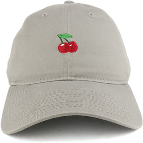 Armycrew Small Cherry Embroidered Washed Cotton Soft Crown Adjustable Dad Hat