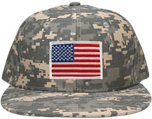 Armycrew Flat Bill Digital Camo American Flag Patch Snapback Cap - ACU - Black Grey