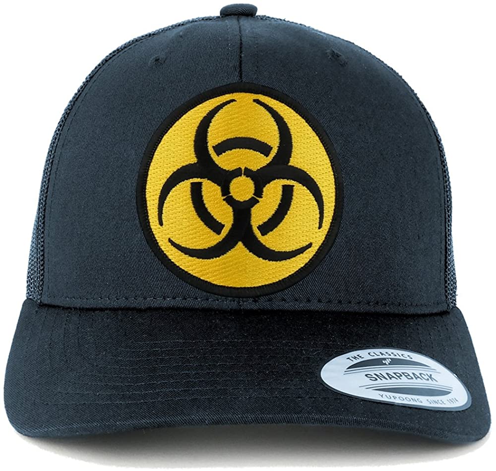 Armycrew Biohazard Circular Yellow Black Embroidered Patch Mesh Back Trucker Cap