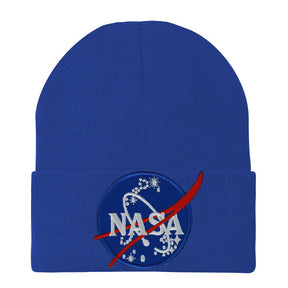 Made in USA - NASA Insignia Logo Embroidered Patch Long Cuff Beanie