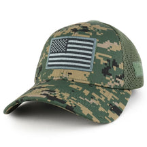 Armycrew USA American Flag Black 2 Embroidered Patch Low Crown Adjustable Tactical Mesh Cap